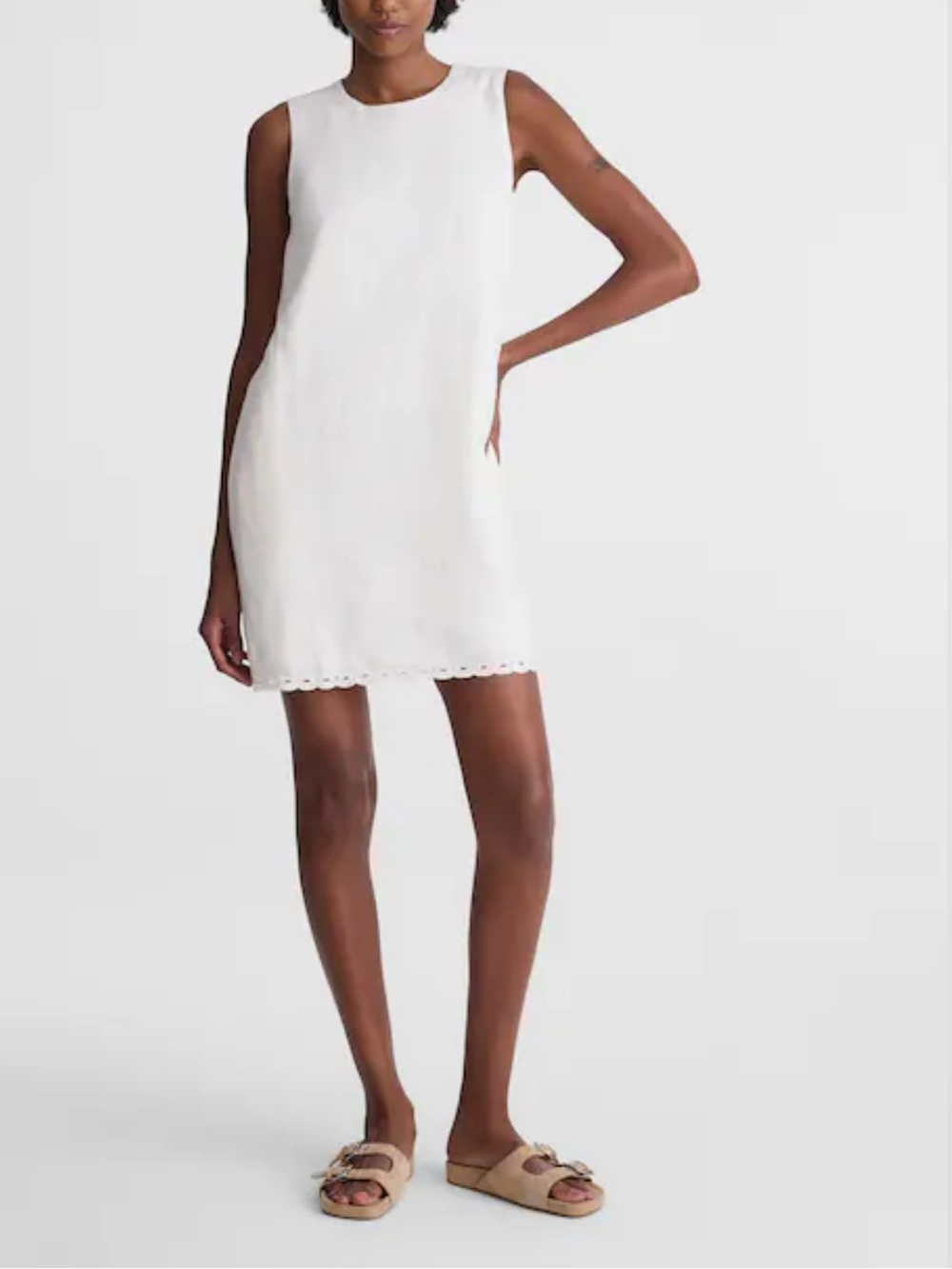 NWT Madewell Mini Shift Dress in 100% Linen, size S Ivory Linen